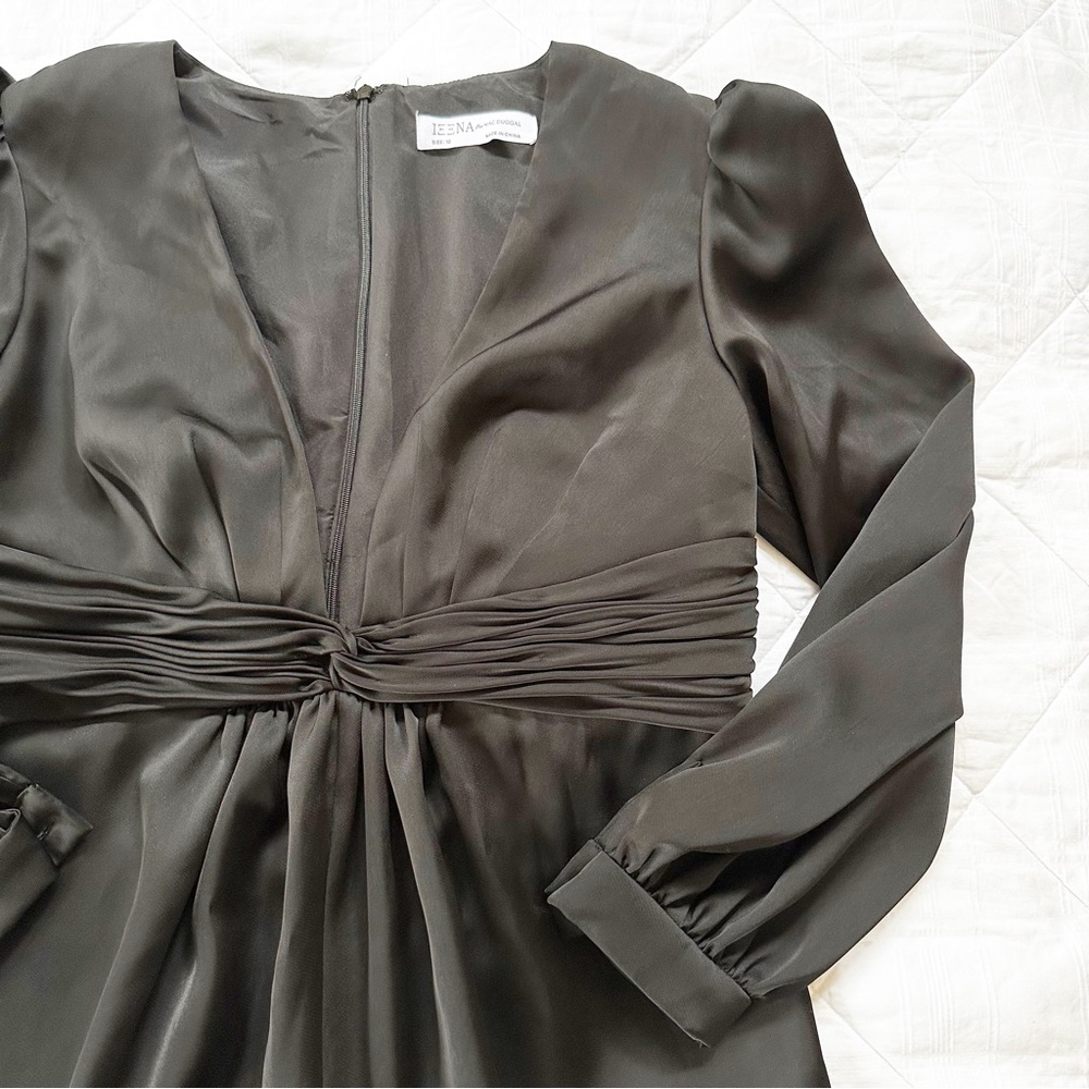 IEENA FOR MAC DUGGAL Evening Ruched Plunging Neck Jumpsuit Black 12 NWOT NEW - Picture 2 of 10